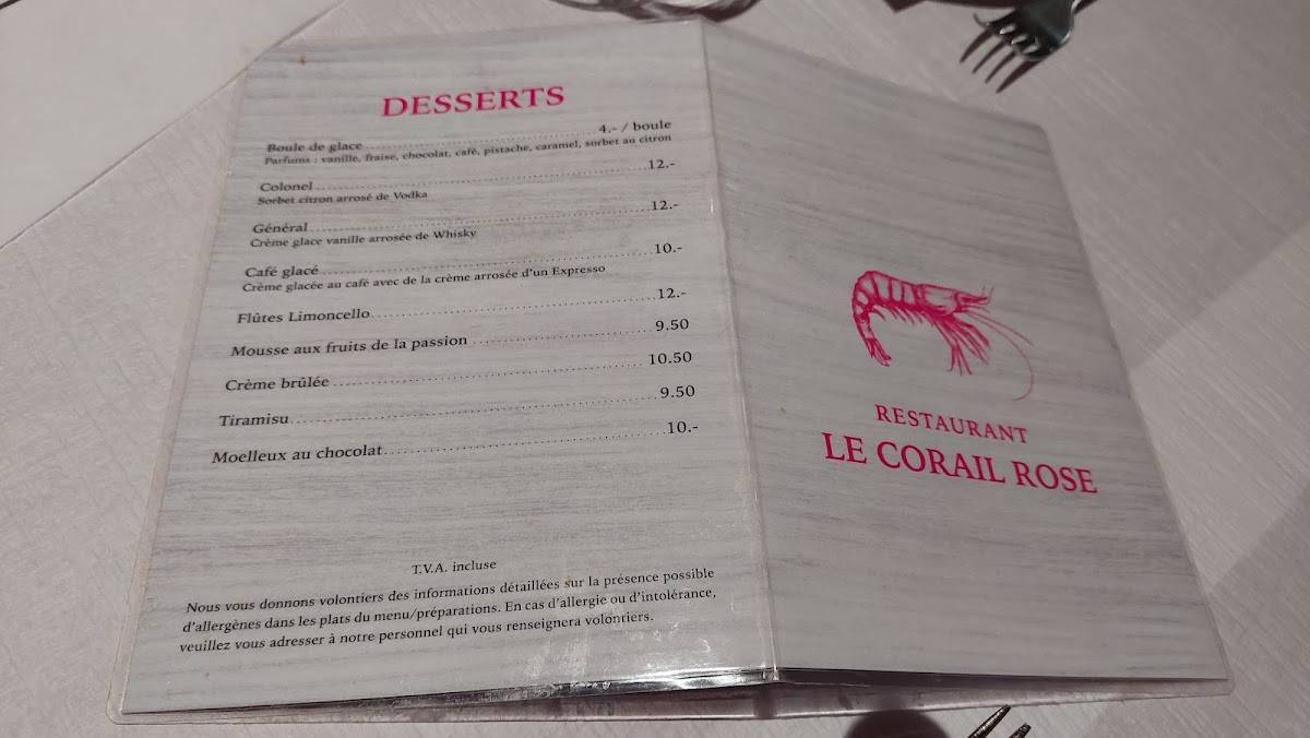 Menu de Corail Rose