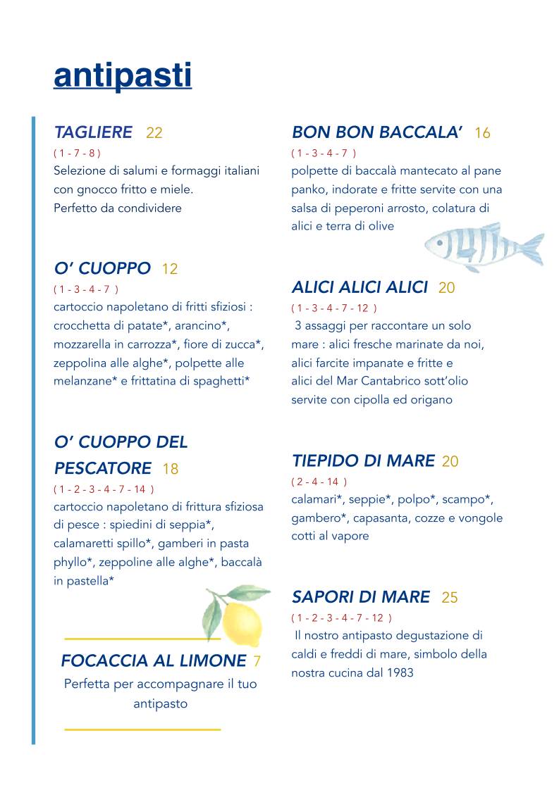 Menu di Pizzeria Mammato 