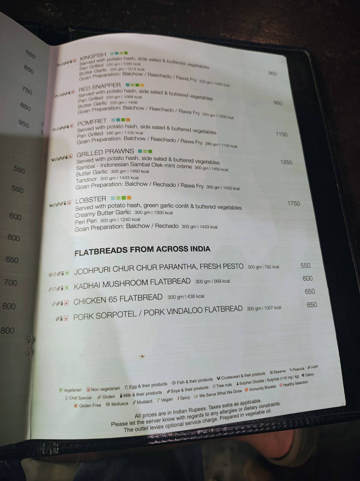 Corta's menu