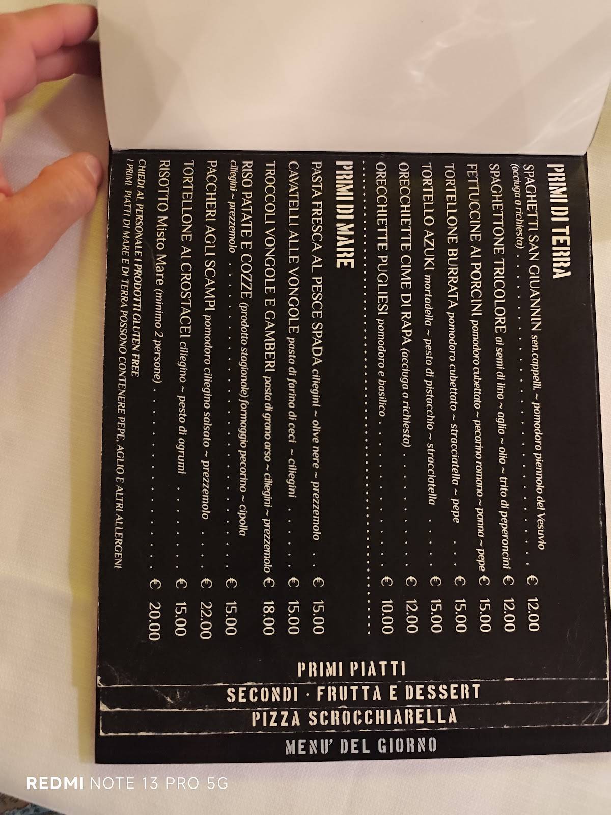 Menu di Borgo antico 