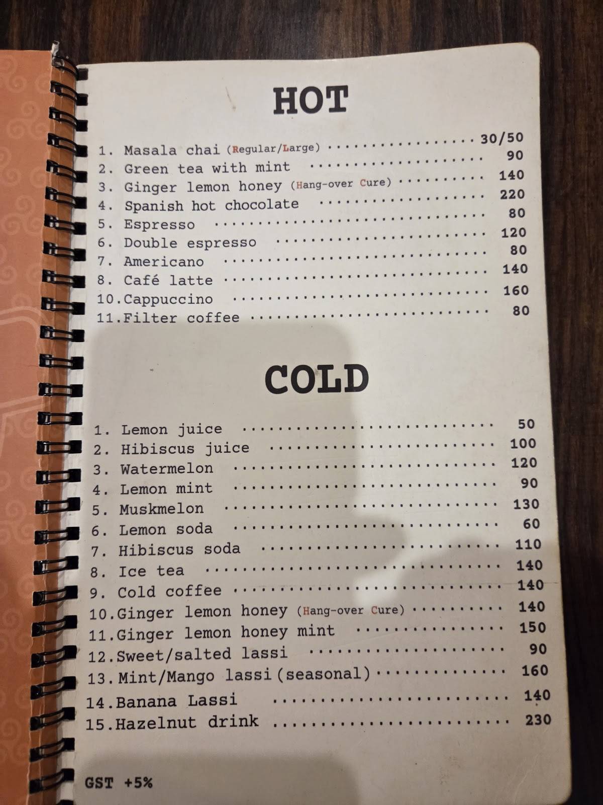 Crêpe In Touch menu