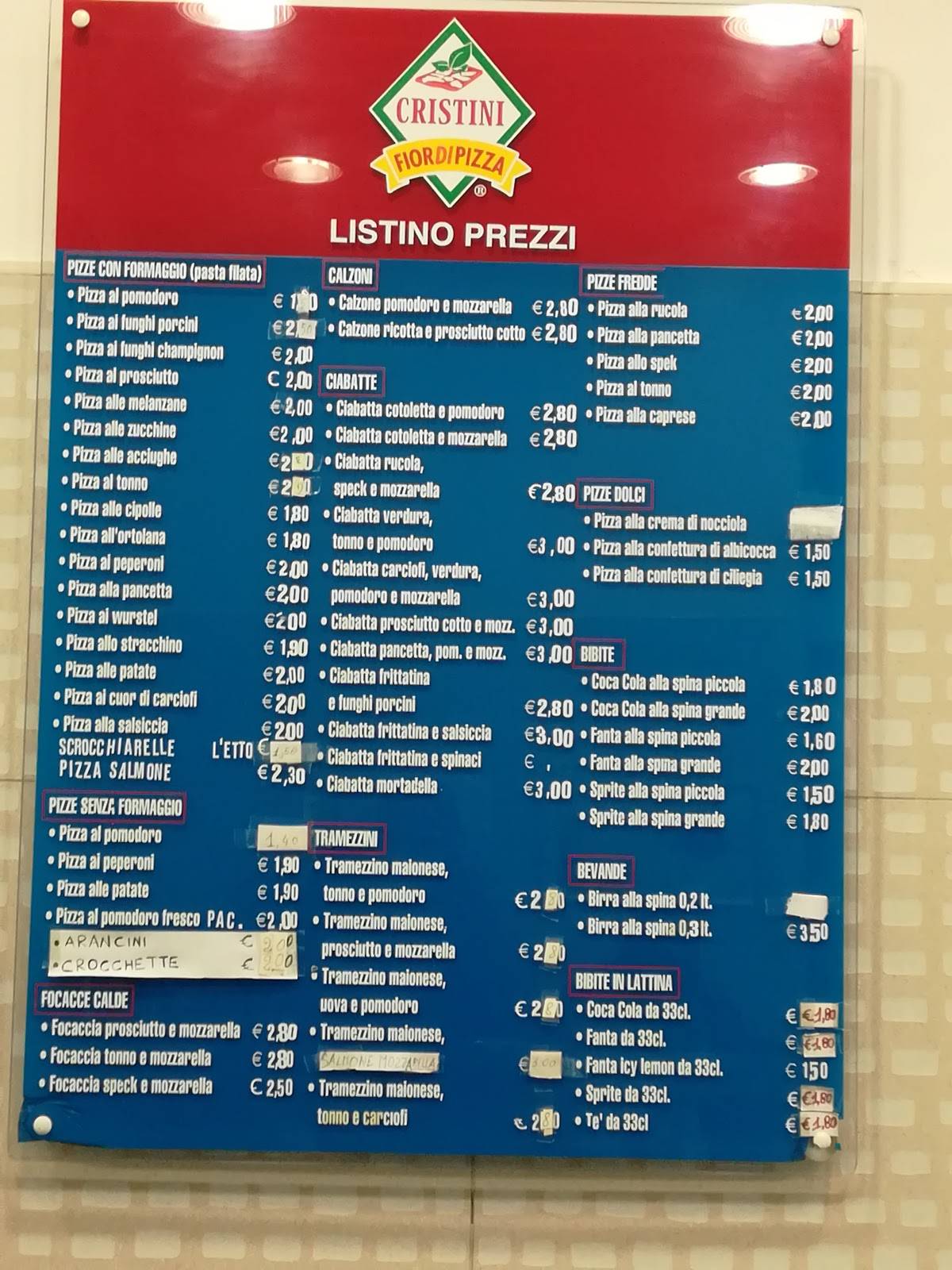 Menu di Cristini 