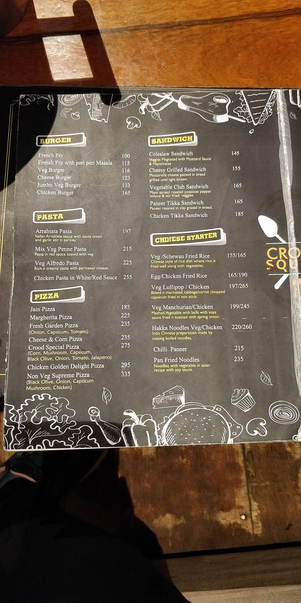 Croodsquare menu