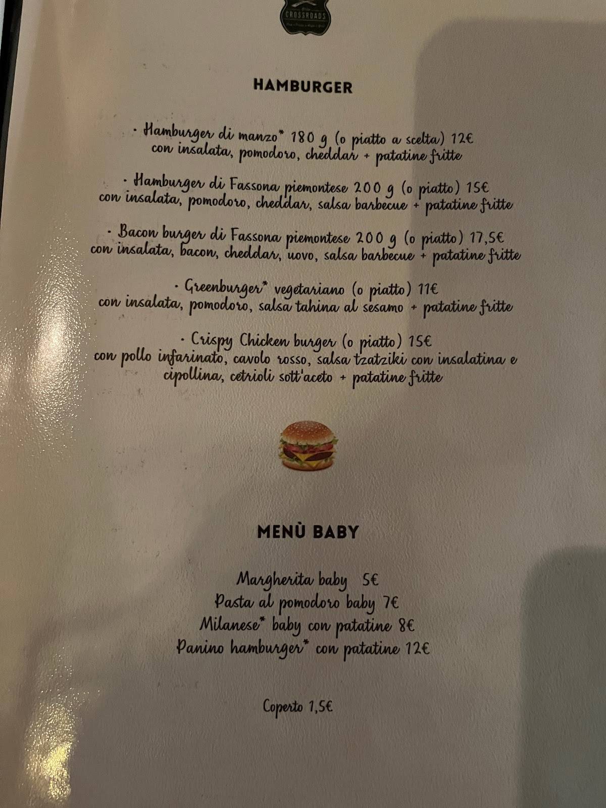 Menu di Crossroads Pub