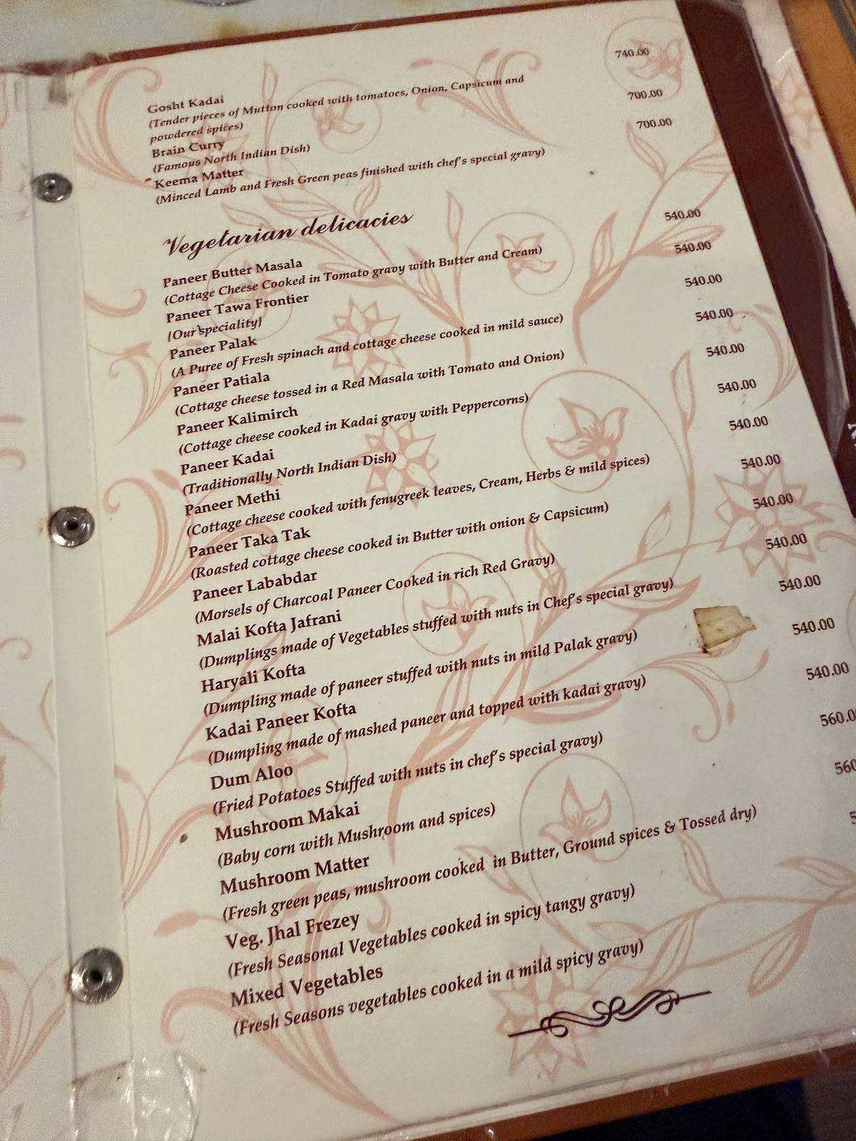 Crystal Restaurant menu