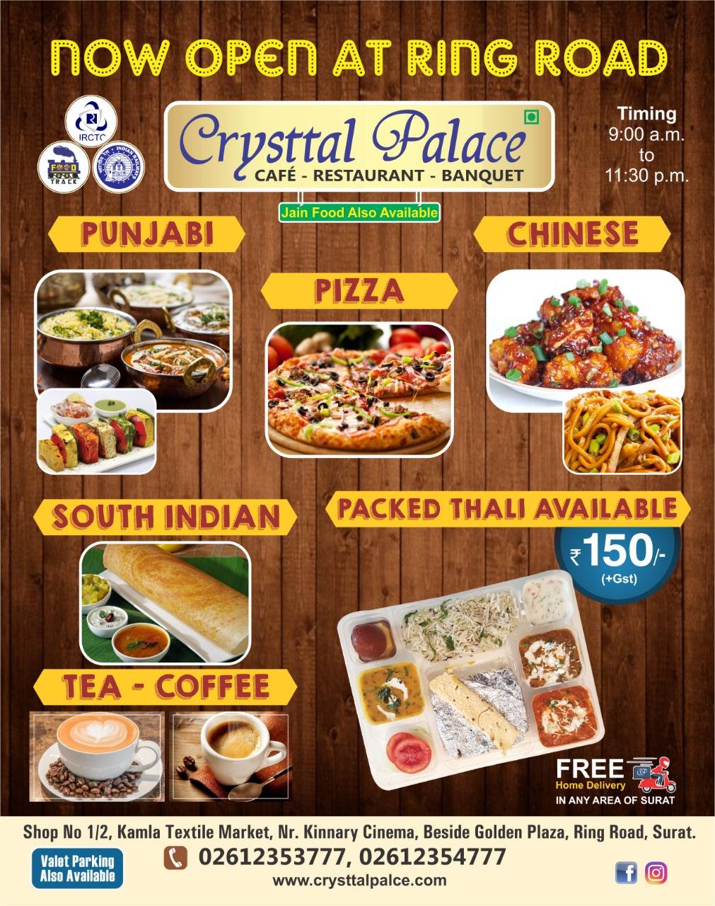 Crysttal Palace menu