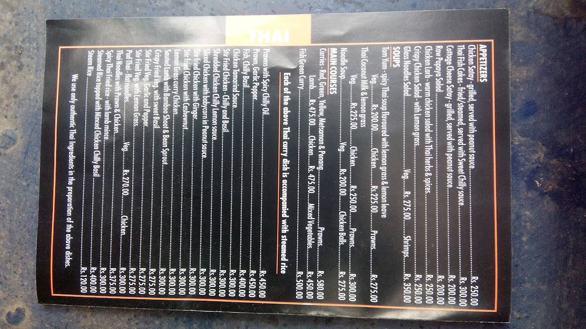Culinaire menu