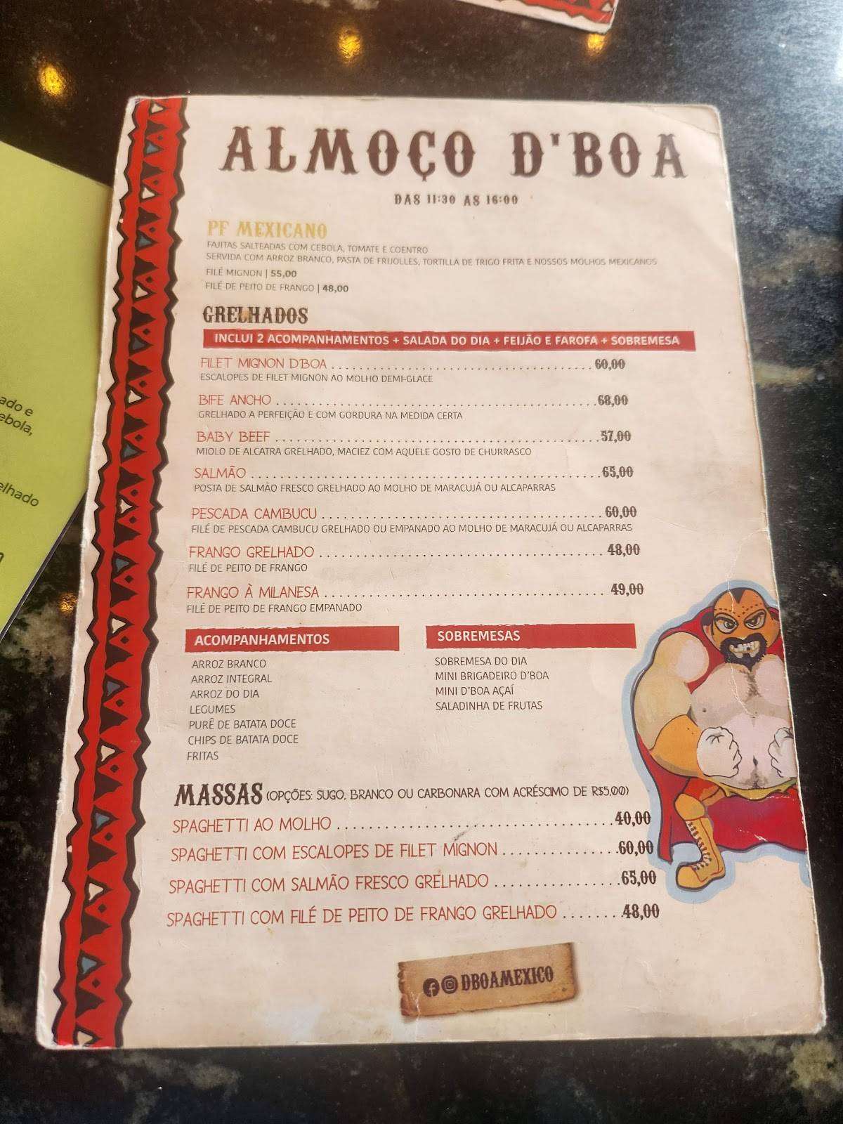 Dboa México cardápio