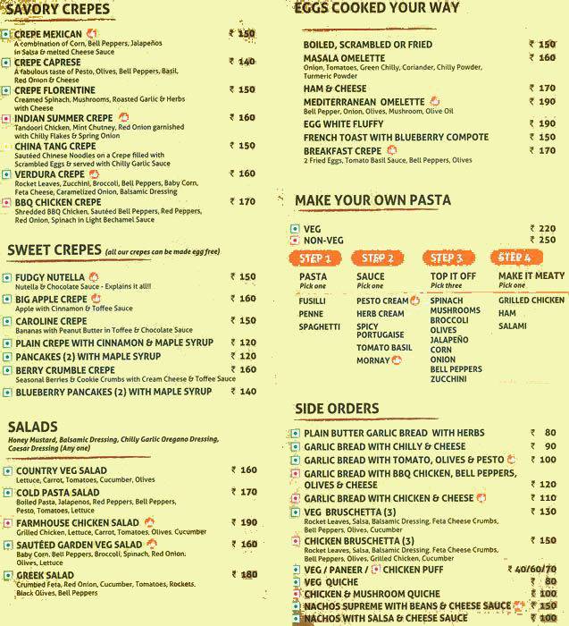 D’Crêpes Cafe menu