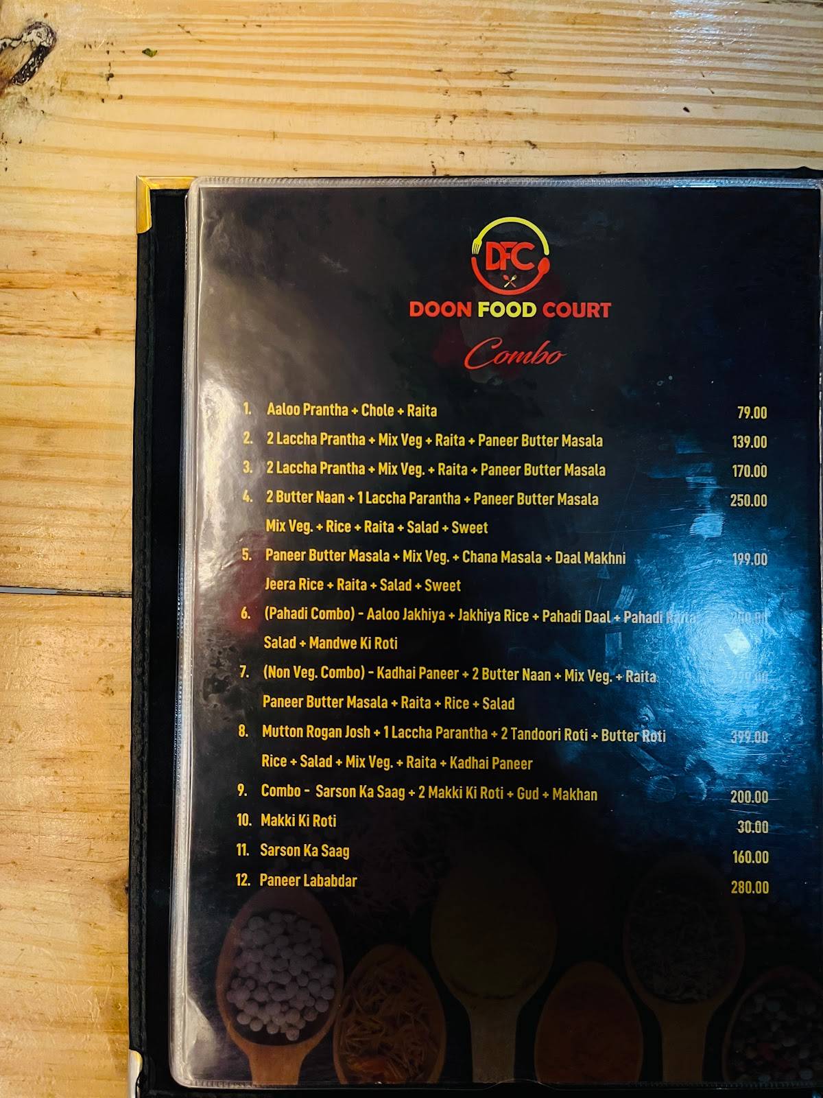 DOON FOOD COURT menu