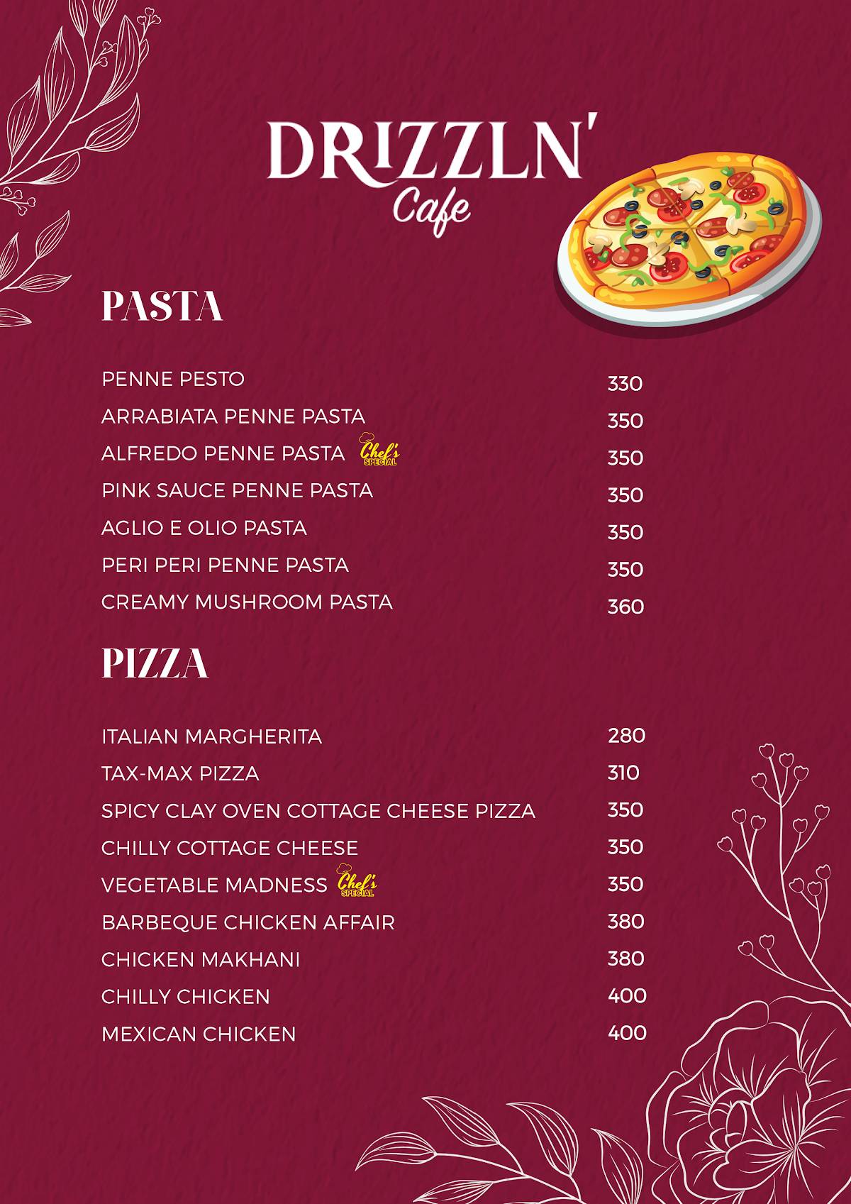 DRIZZLN' CAFE menu
