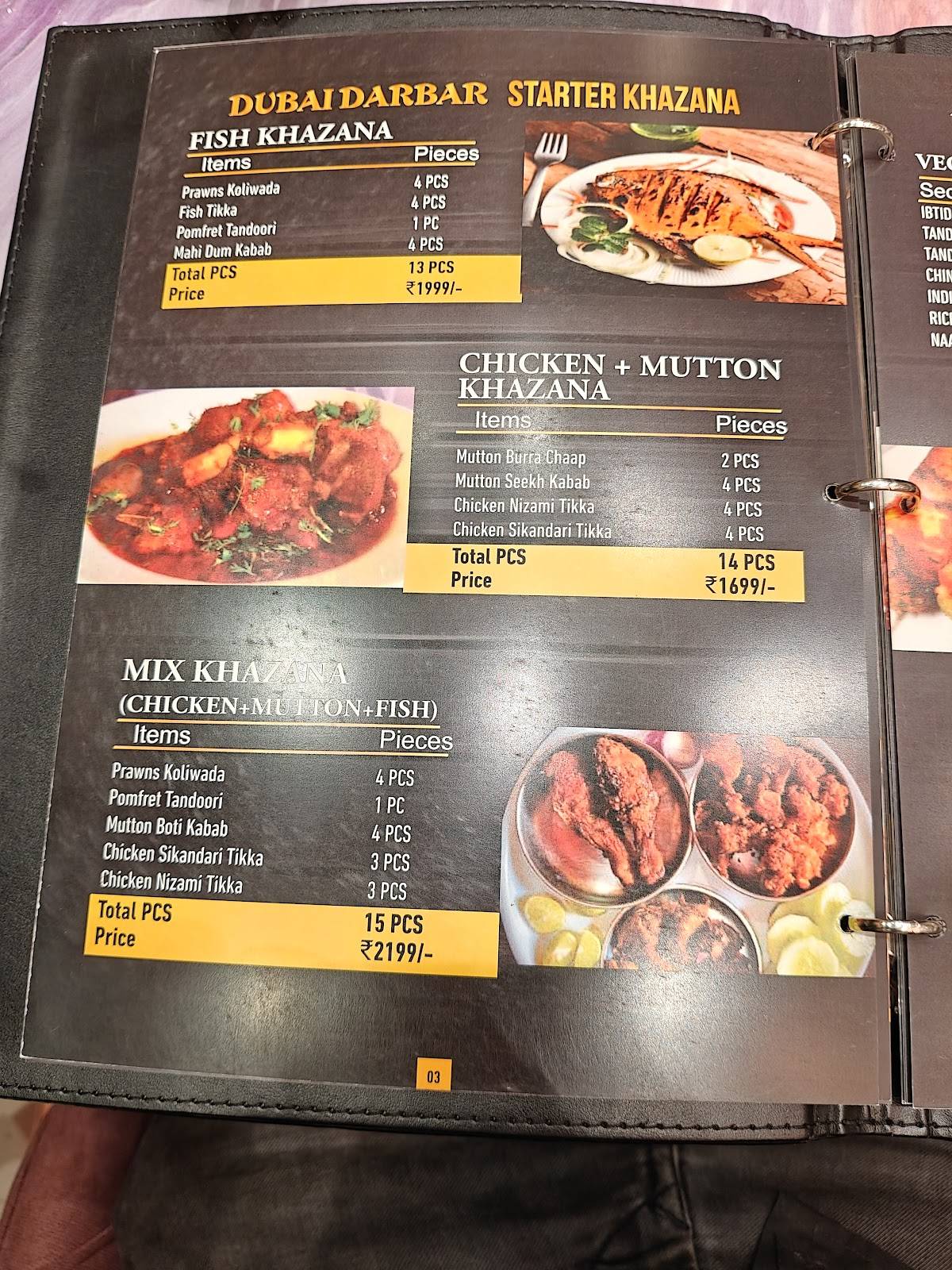 DUBAI DARBAR menu