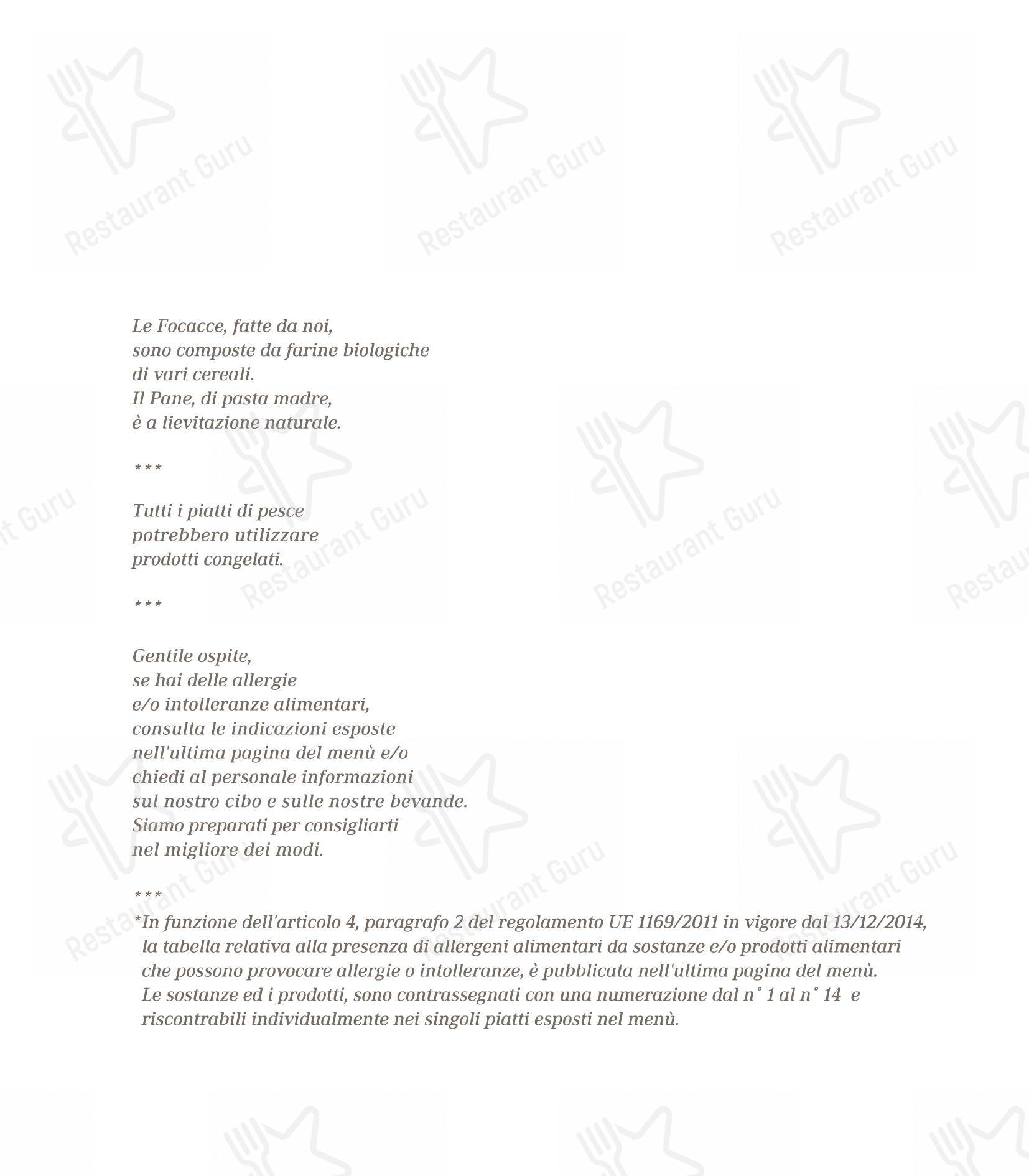 Menu bar per Da Bacco Osteria Gourmet ristorante