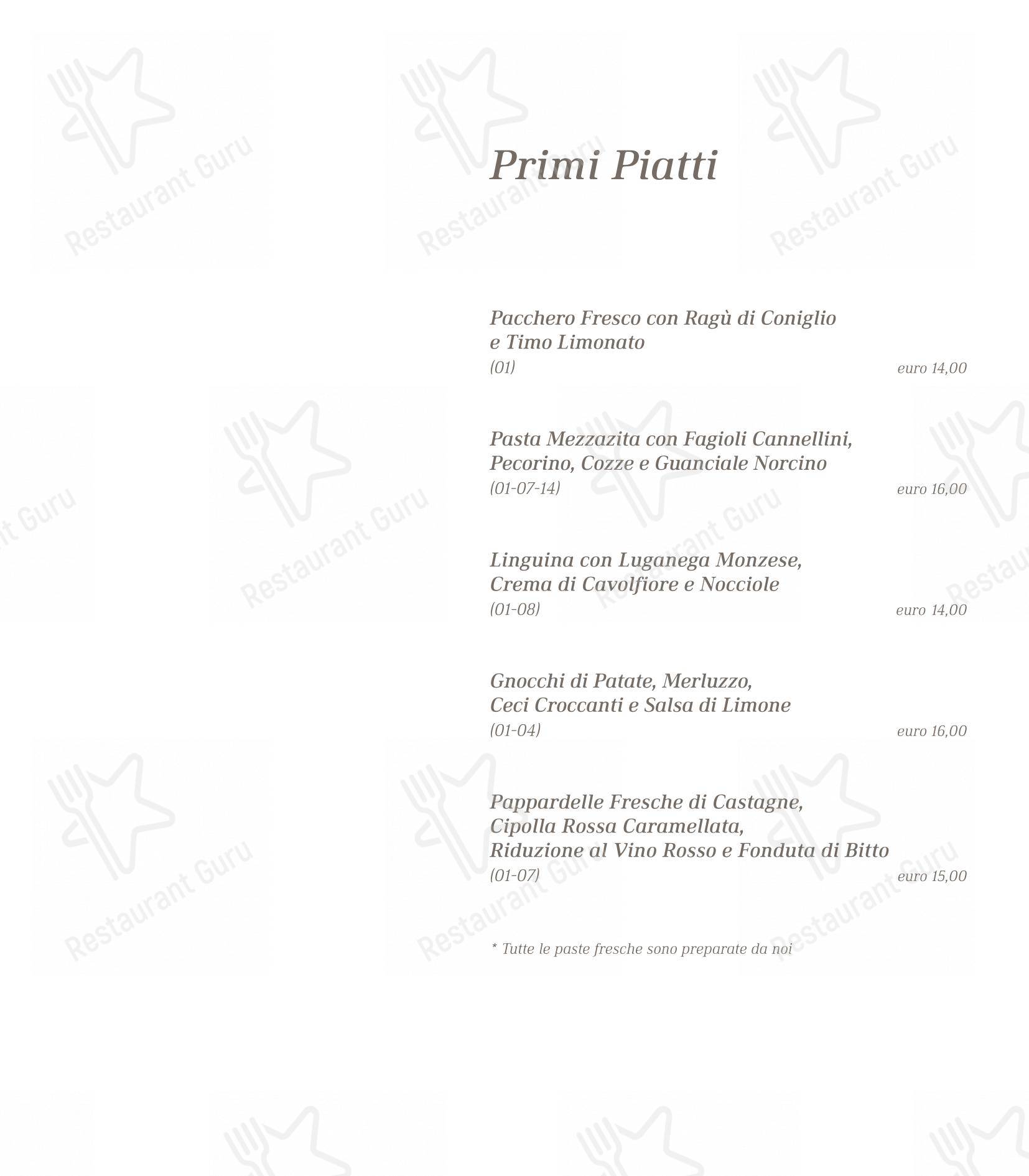 Menu di Da Bacco Osteria Gourmet - Menu bar