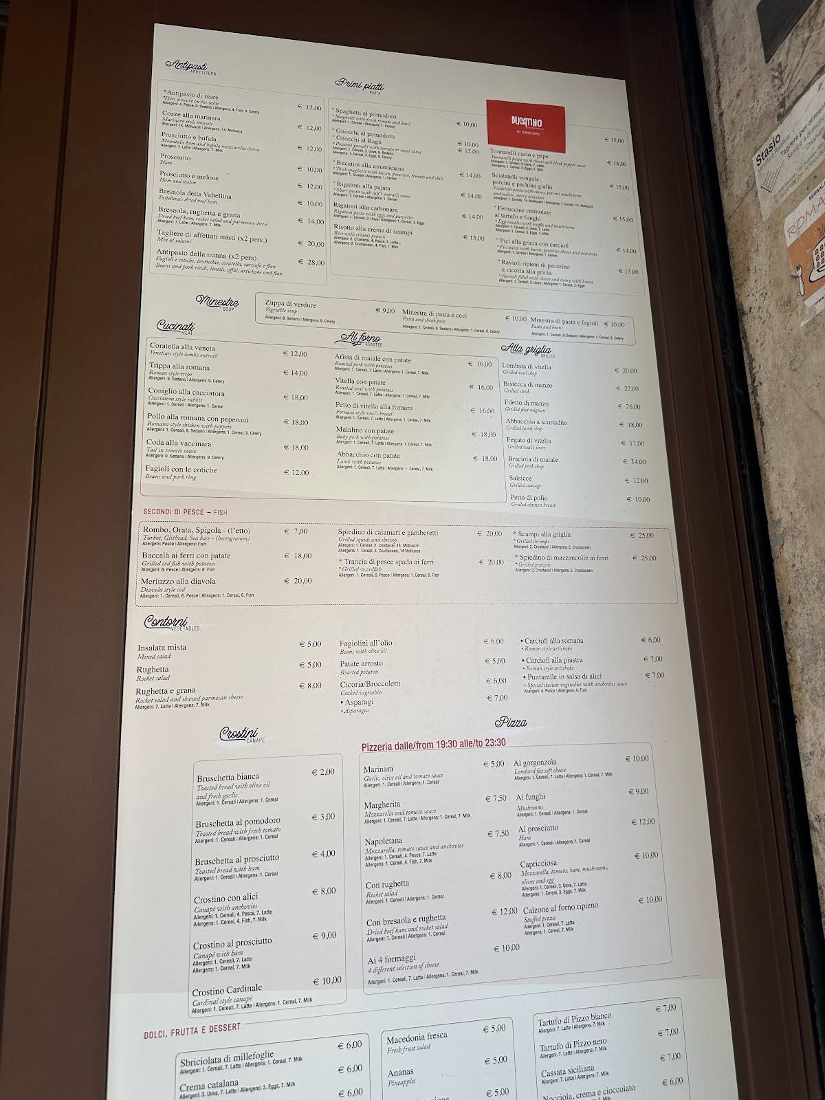 Menu di Da Bucatino 