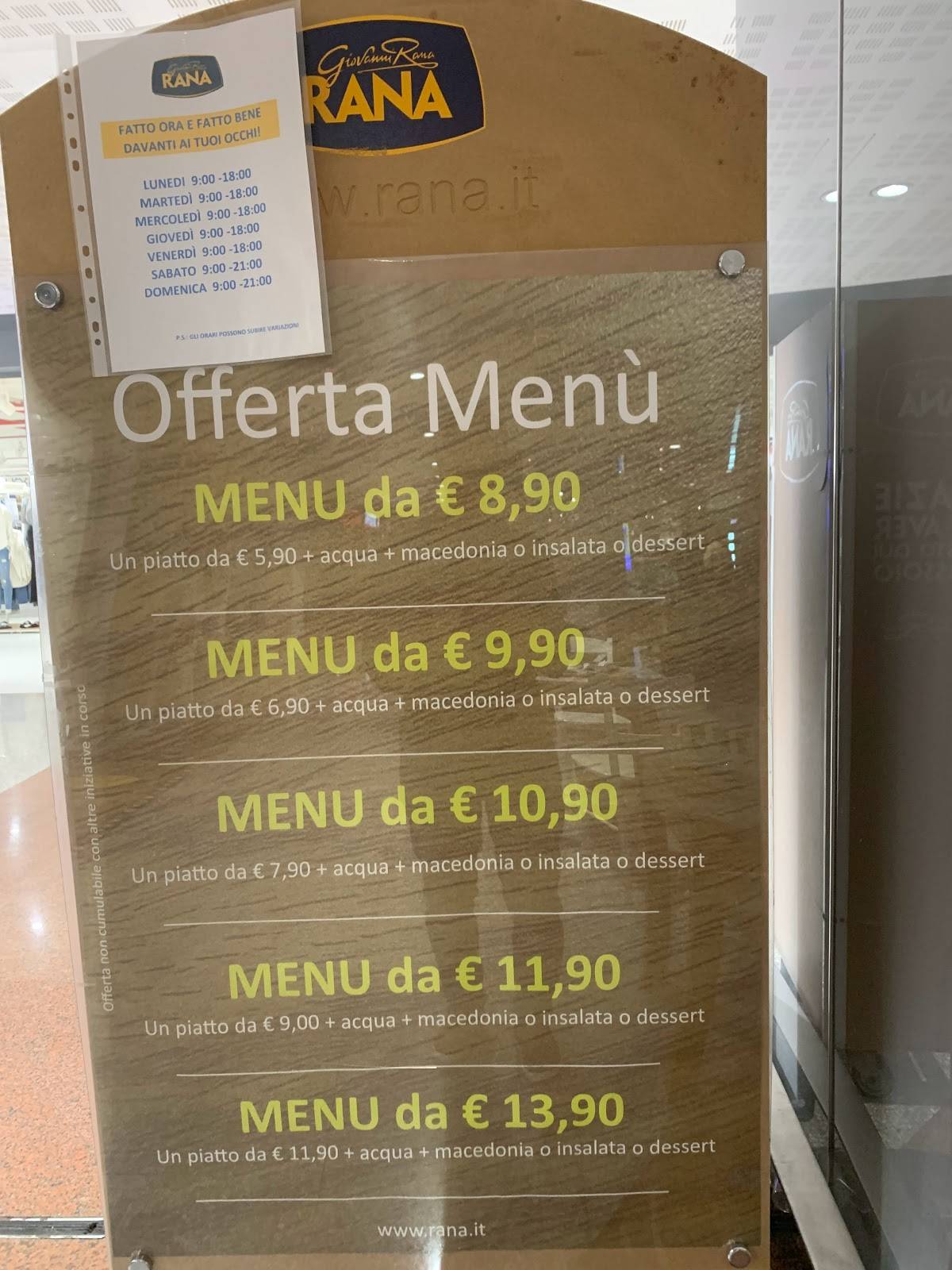 Menu di Da Giovanni Rana La Romanina 