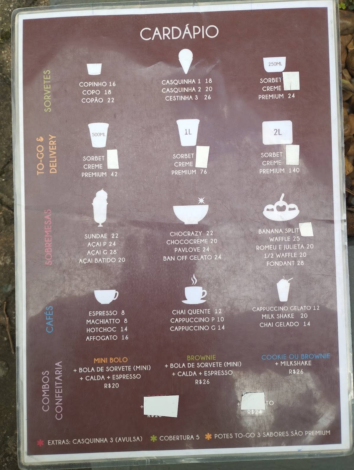 Da Pá Virada Gelateria Perdizes cardápio