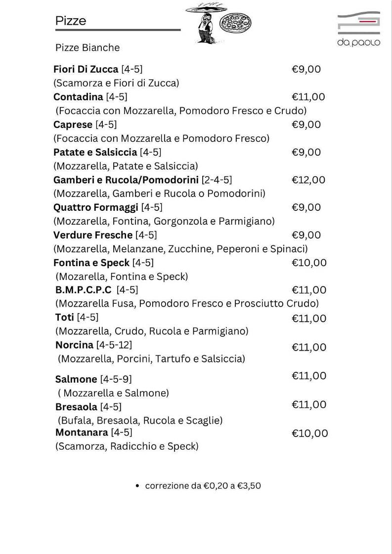 Menu di Da Paolo 