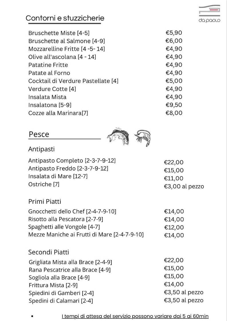Menu di Da Paolo 