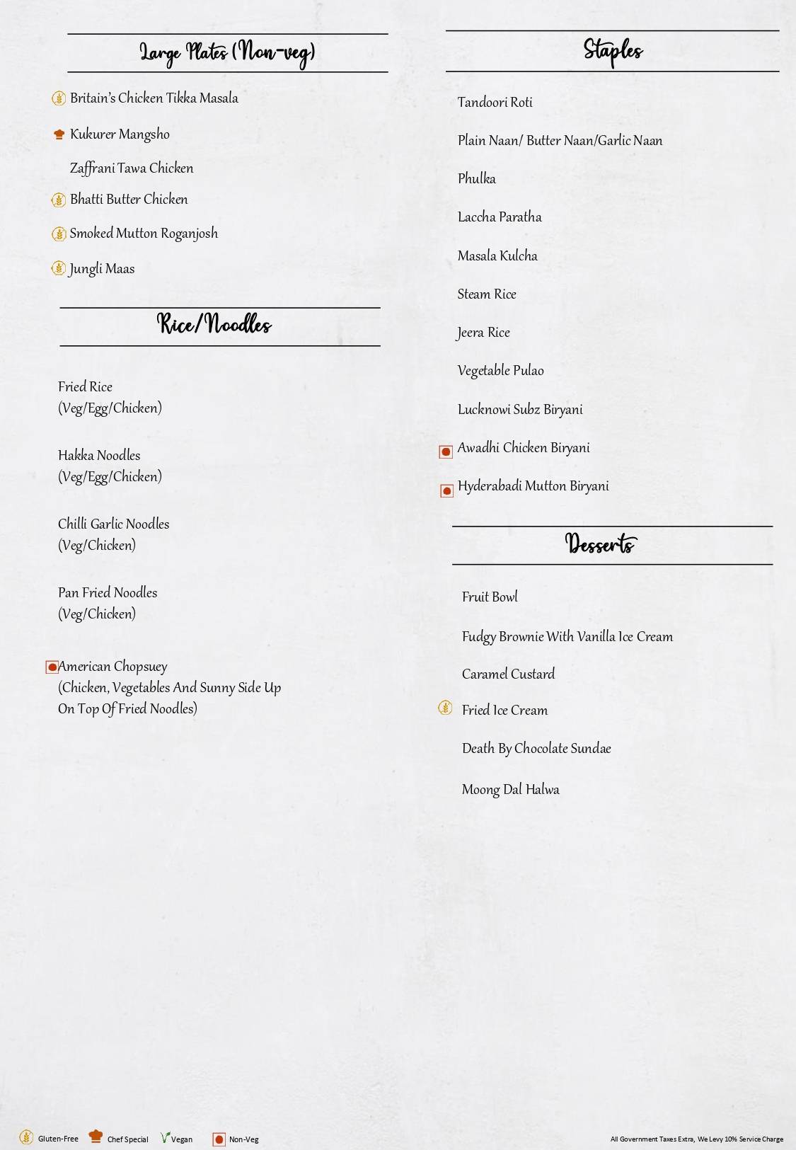 Daddy Rooftop Restaurant menu