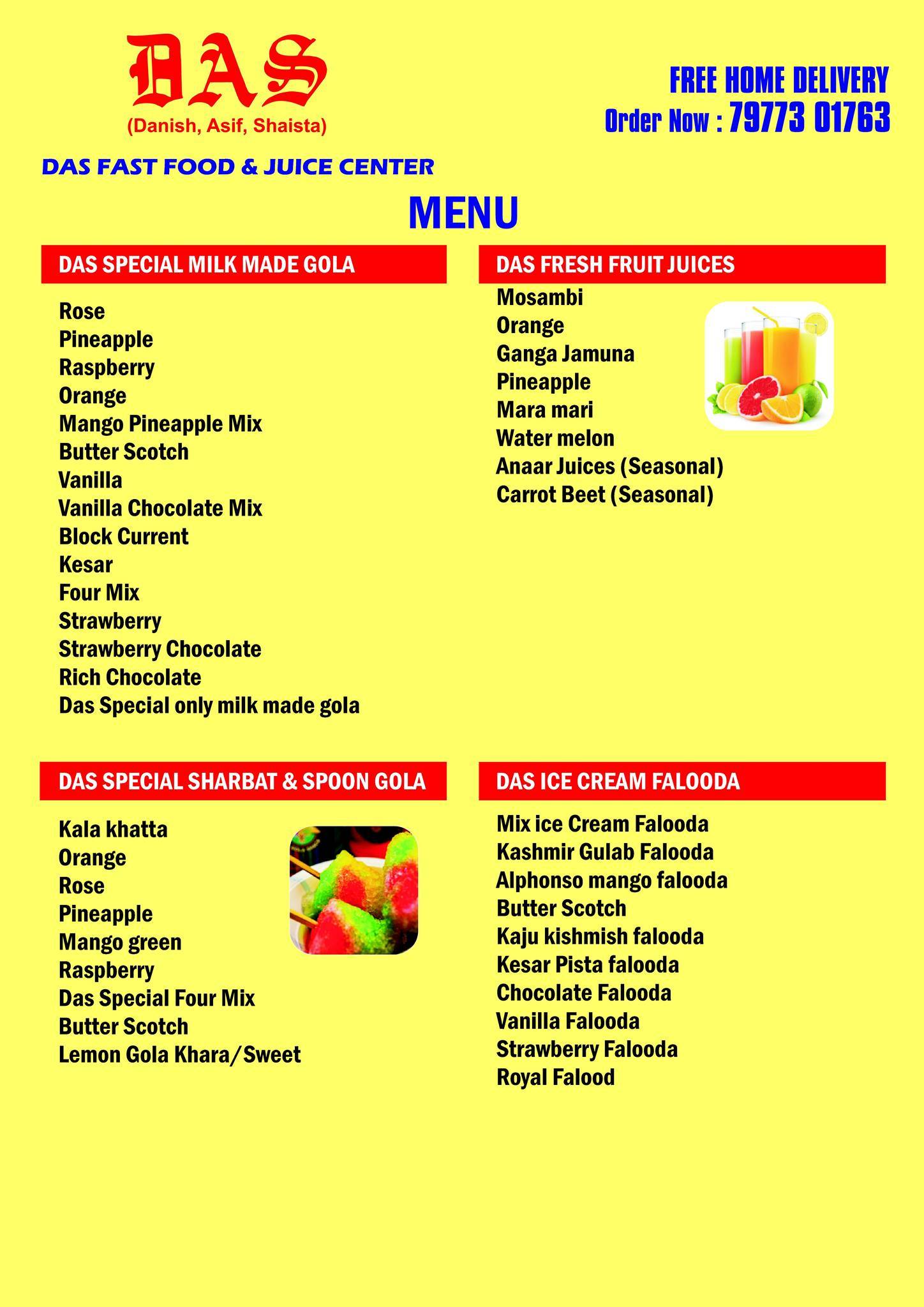 Das Fast Food menu