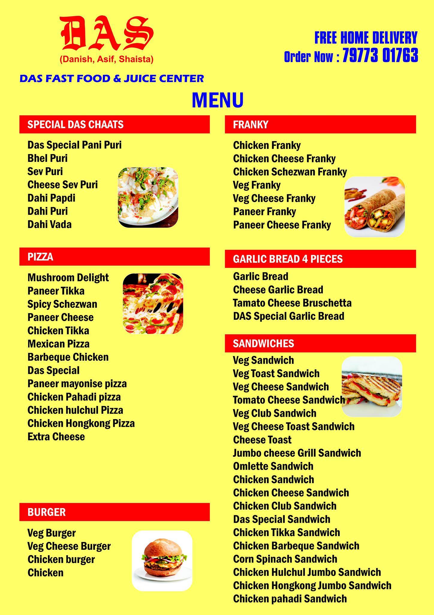 Das Fast Food menu