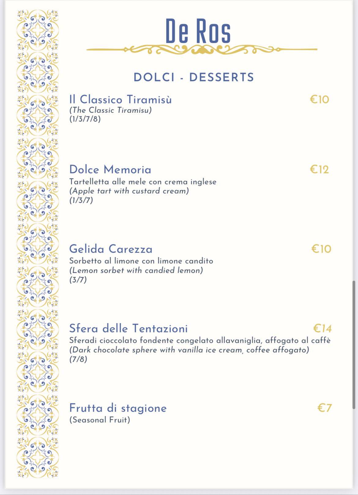 Menu di Deros Ristorante 