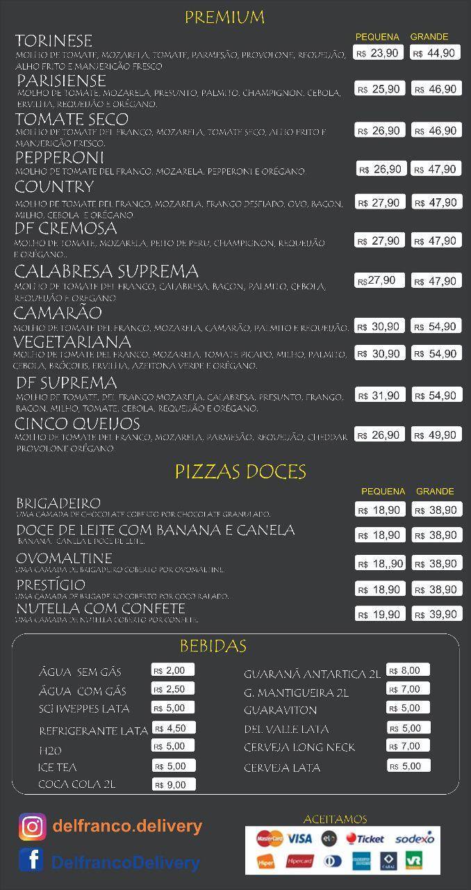 Del Franco Pizza & Burguer cardápio