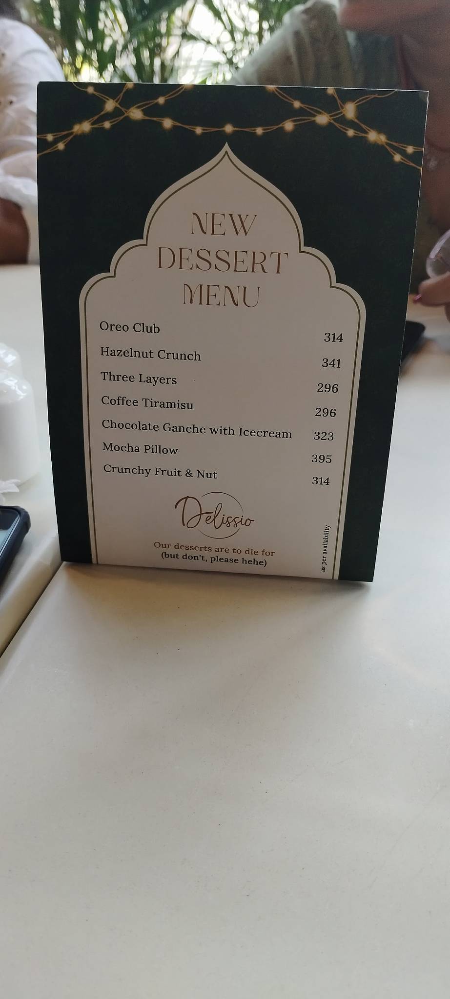 Delissio menu