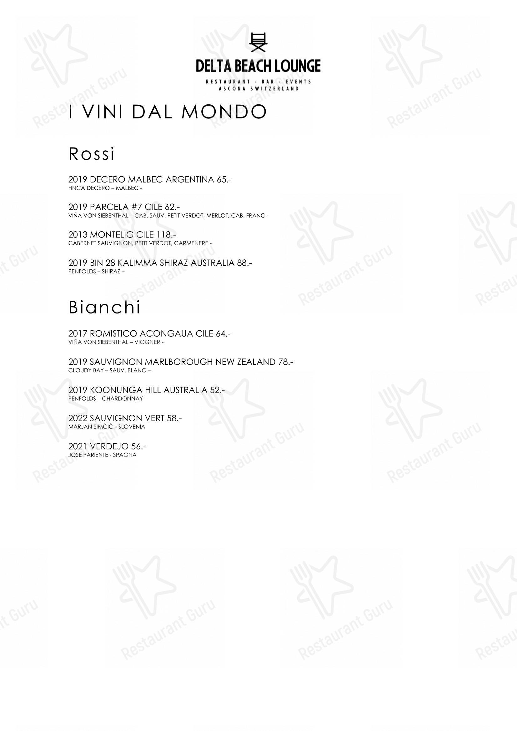 Menu di Delta Beach Lounge - 菜单