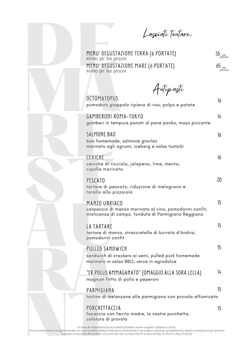 Menu di DEMA Restaurant 