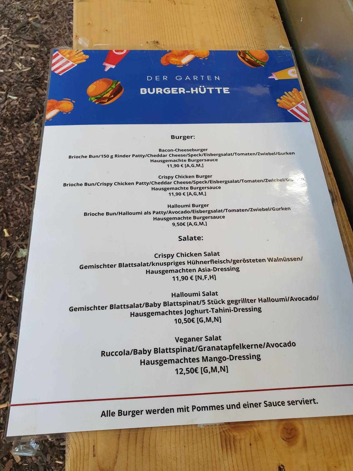 Speisekarte von Der Garten restaurant, Wien, Spenadlwiese