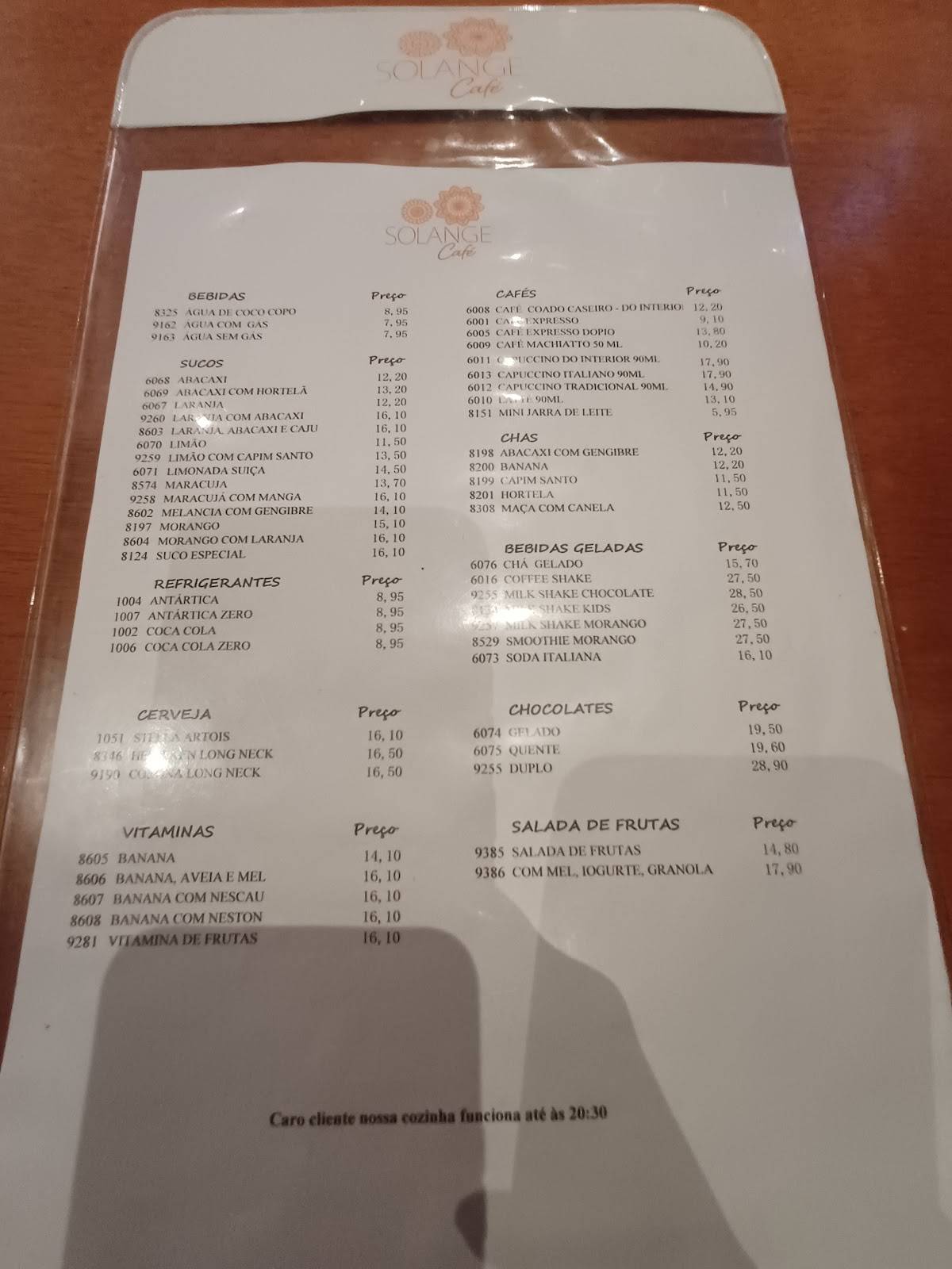 Solange Café cardápio