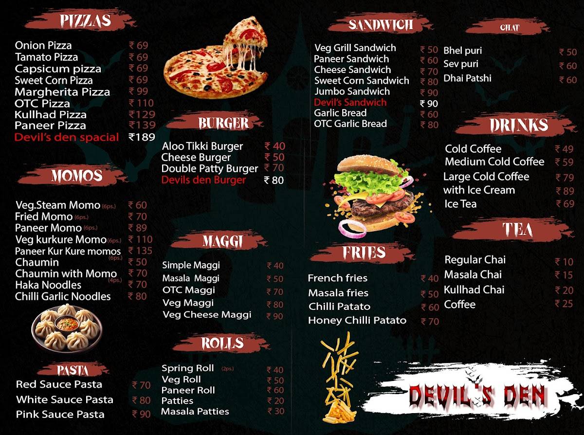 Devils den menu