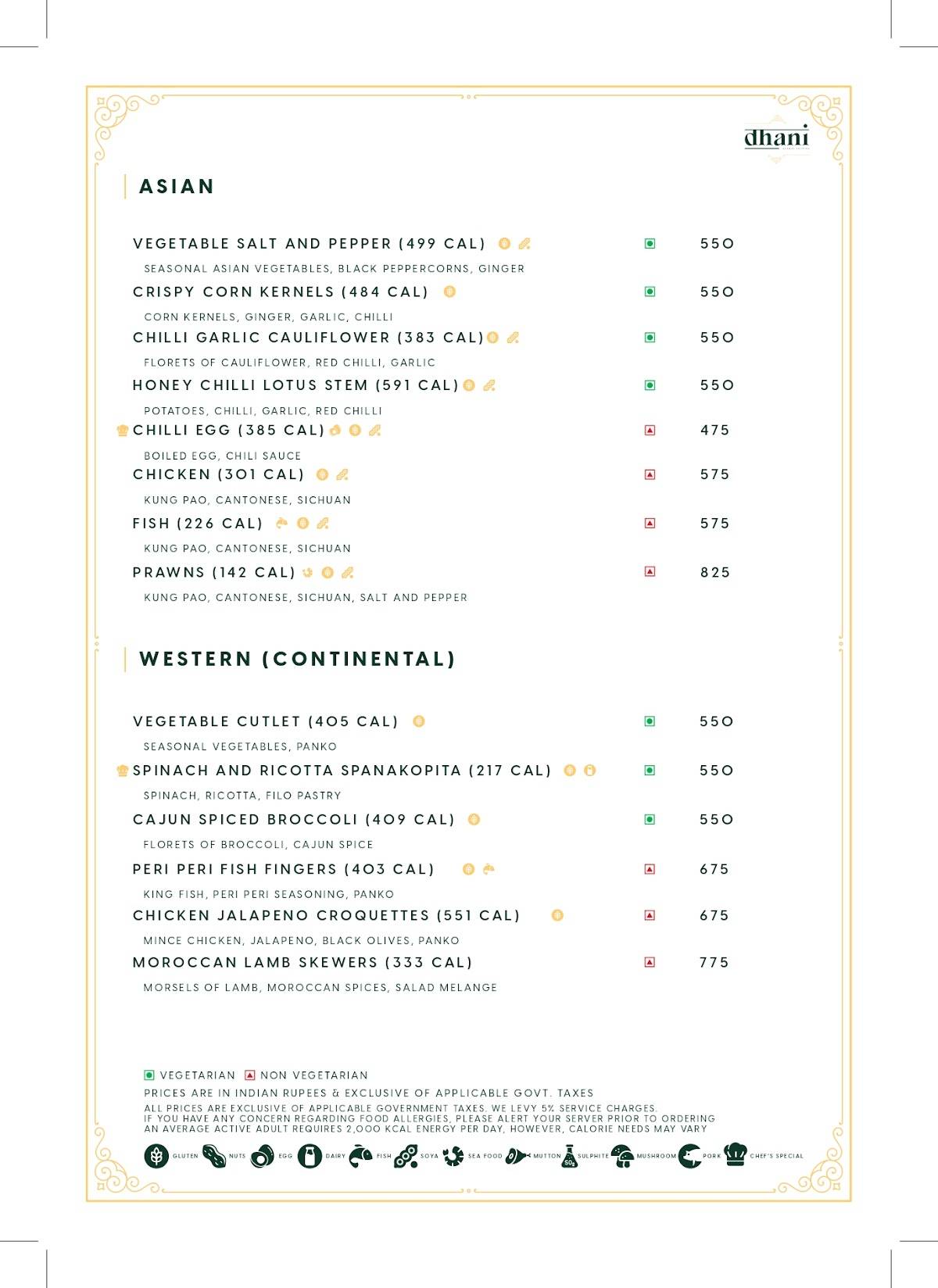 Dhani Restaurant - Kaldan Samudhra menu