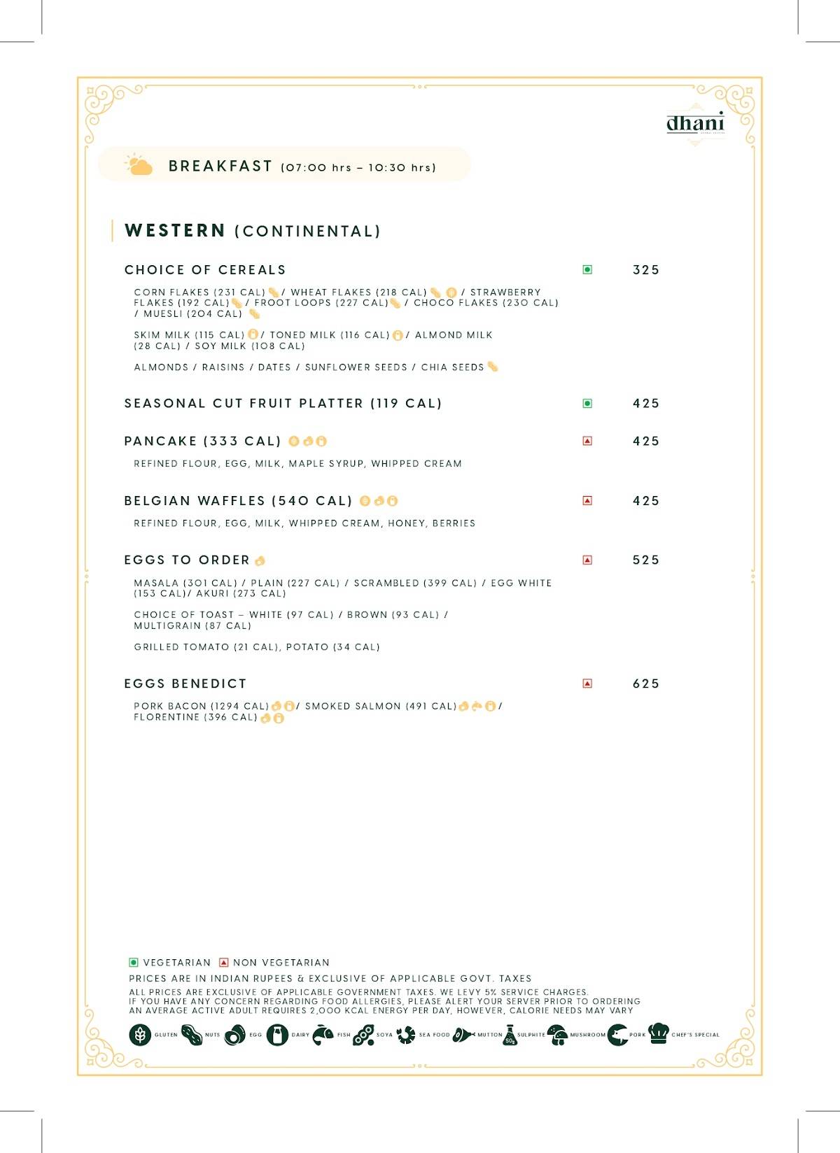 Dhani Restaurant - Kaldan Samudhra menu