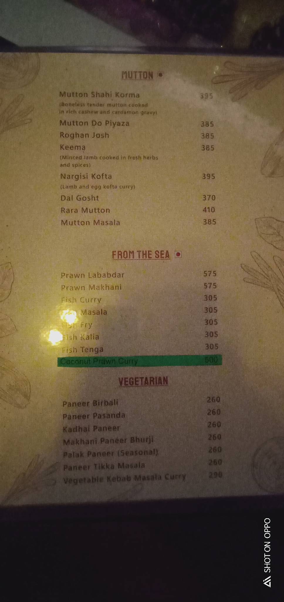 Moti Mahal Delux menu