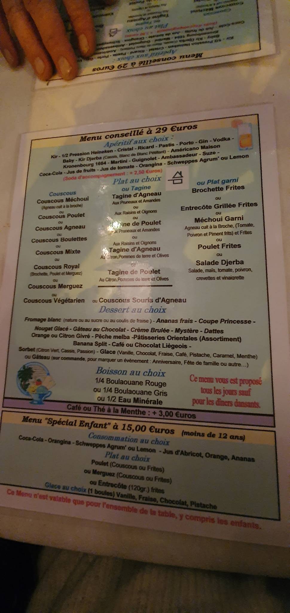 Menu de LE DJERBA