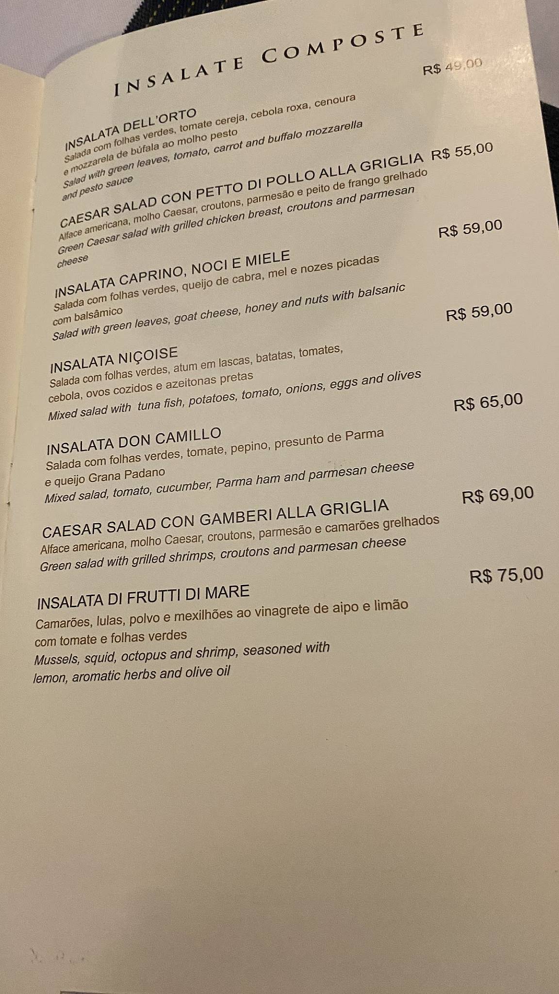 Don Camillo Restaurante e Pizzaria cardápio