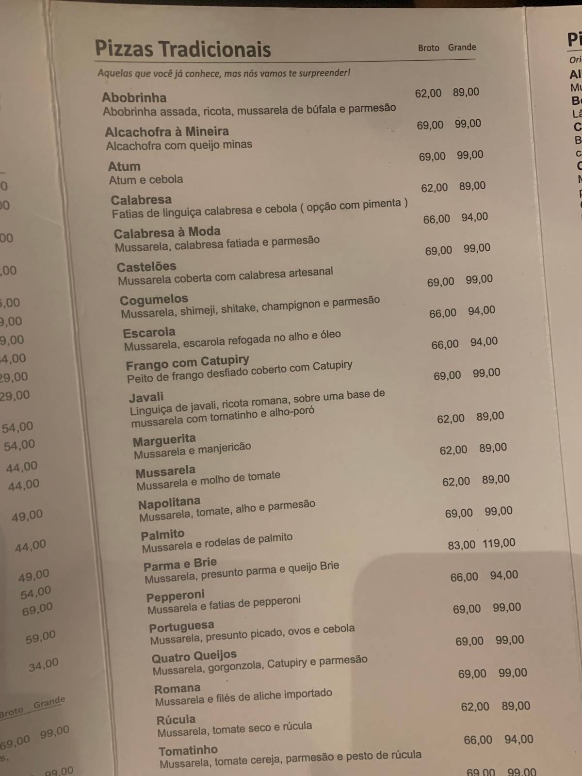 Dona Firmina Pizzaria cardápio