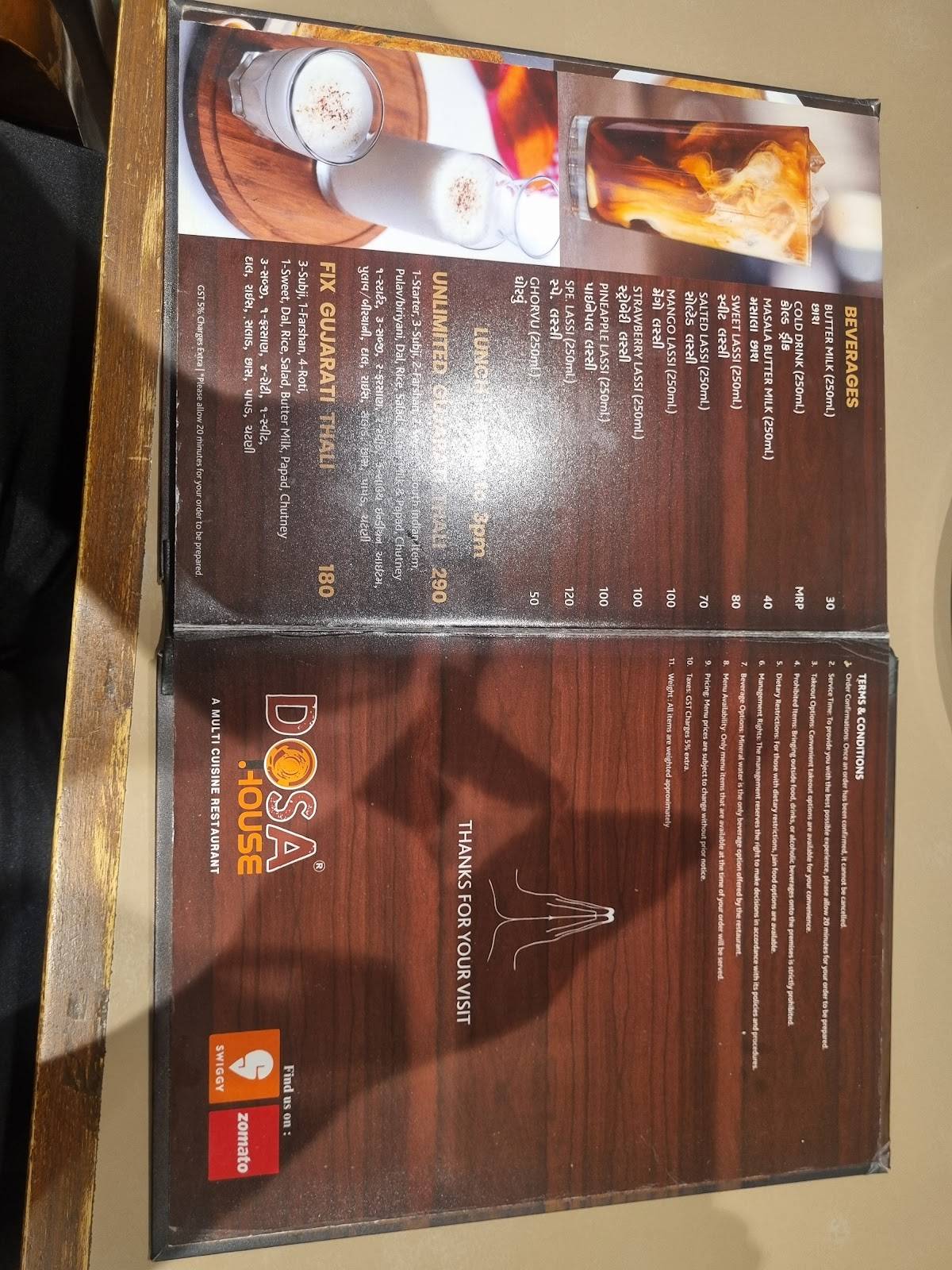 Dosa House menu