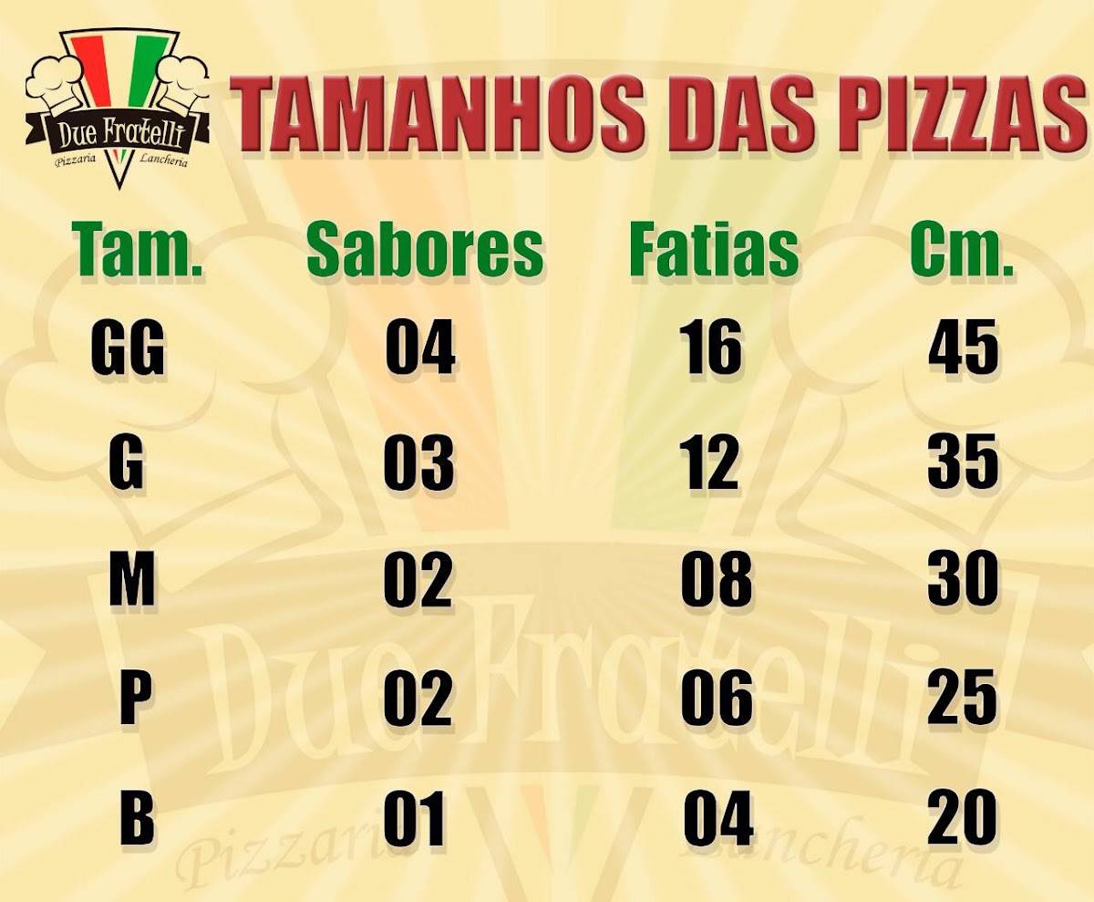 Due Fratelli Pizzaria bnu cardápio