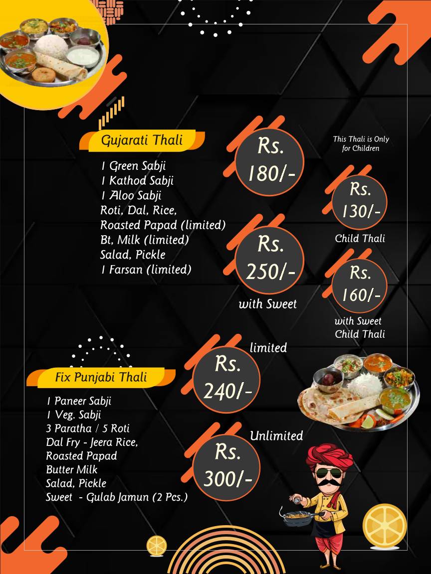 Kathiyawadi Rasthal menu