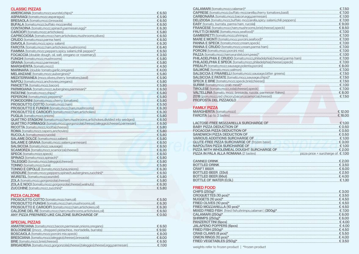 Menu di Easypizza paratico 