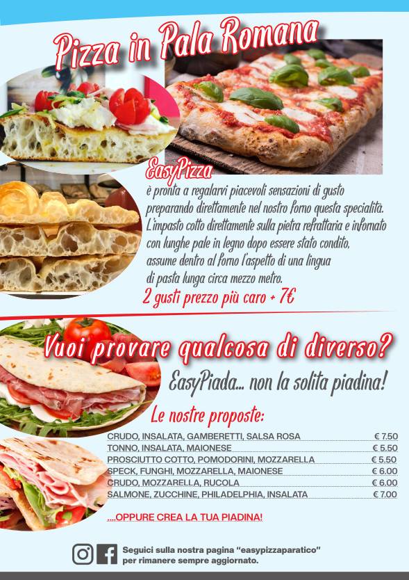 Menu di Easypizza paratico 