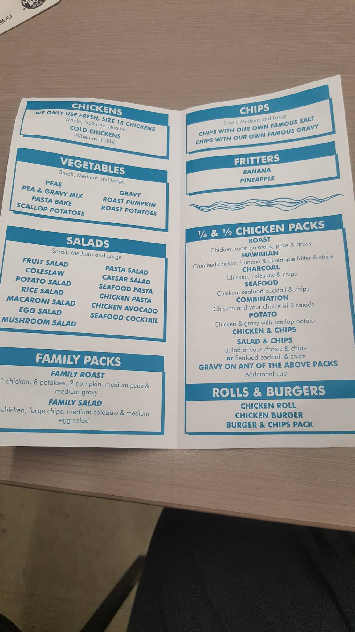Menu at Echuca Charcoal Chicken fast food, Echuca