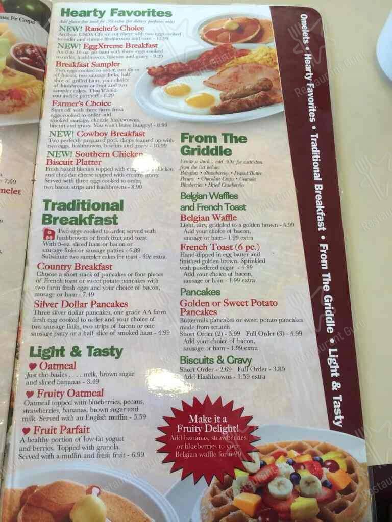 Menu at Eggberts restaurant, Bartlesville