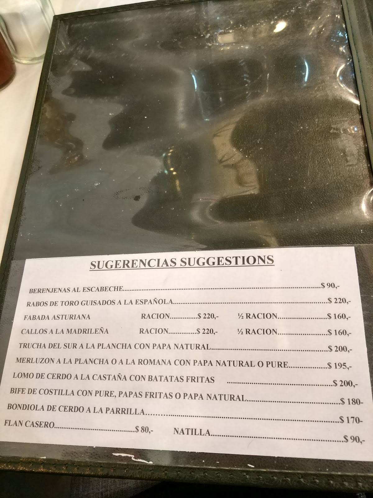 Carta De Parrilla El Establo Buenos Aires Calle Paraguay