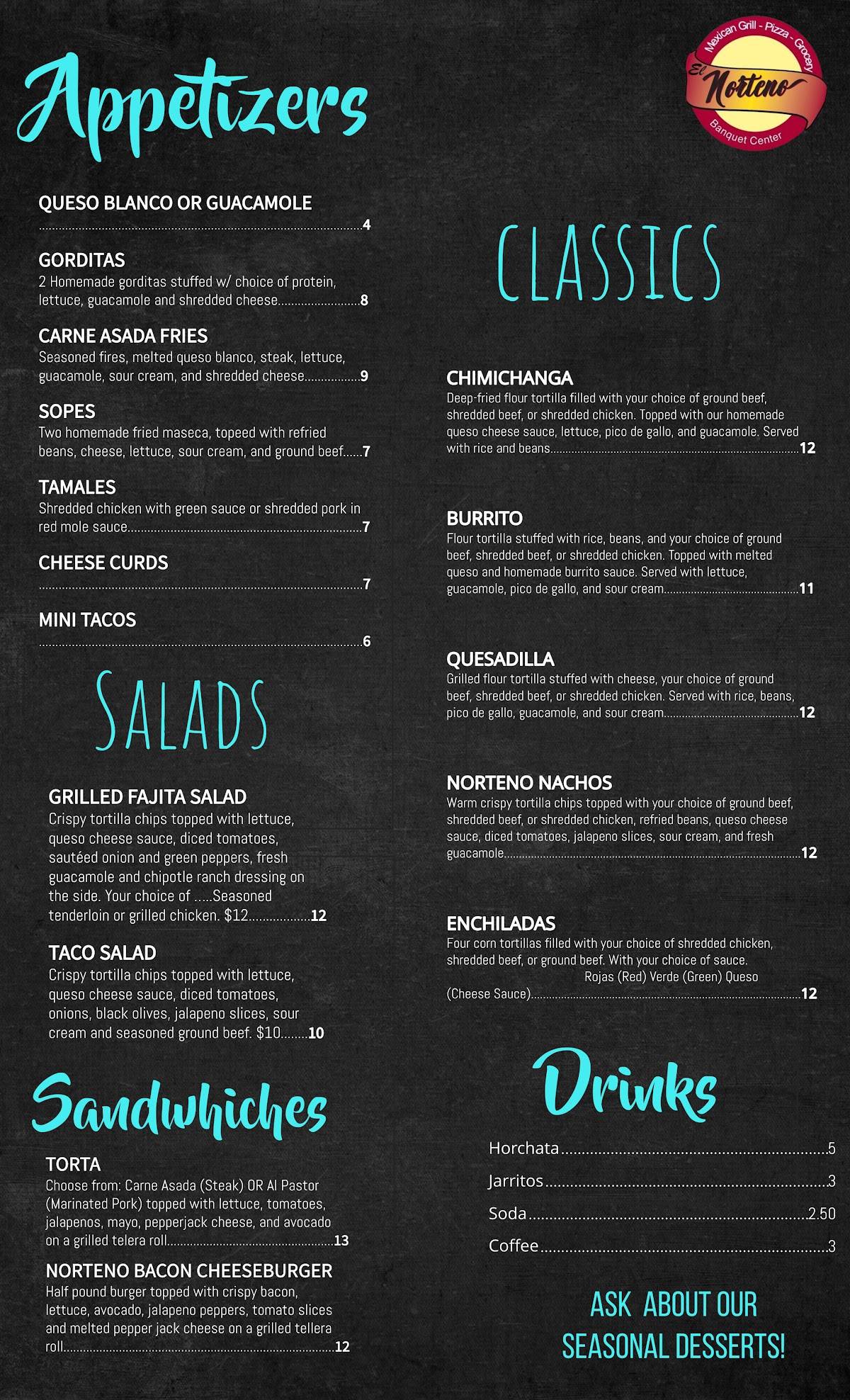 El Norteno Mexican Grill menu