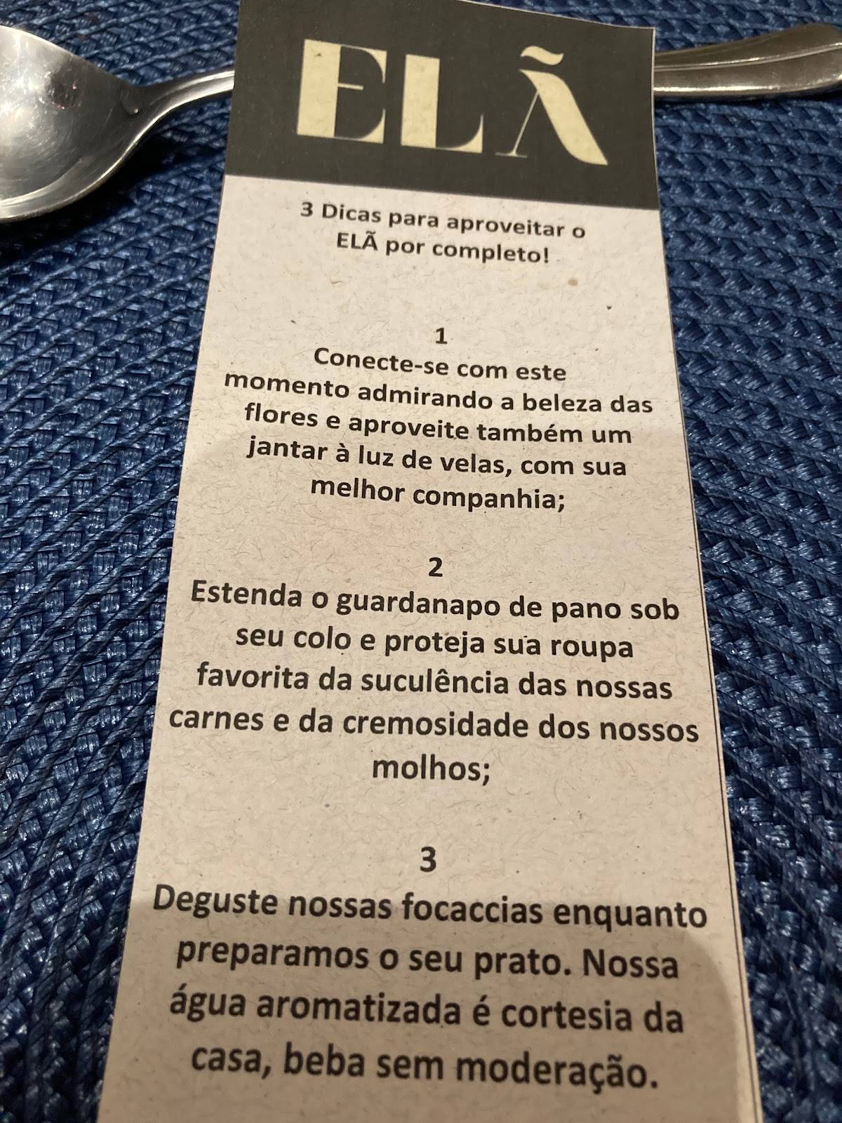 Elã Cozinha Contemporânea cardápio